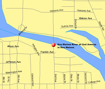 Des Moines River at 2nd Ave location map