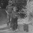 Nina and Sally Roosevelt walking Fala at Val-Kill in Hyde Park