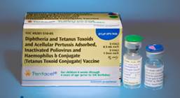 box and vials of pentacel vaccine