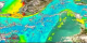 Transitions between relatively cloud free scenes of the Miami region, using true color land and clouds with false color-chlorophyll water images, all from SeaWiFS