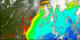 Transitions between relatively cloud free scenes of the Mid-Atlantic Coast from Cape Cod to the Chesapeake Bay, using true color land and clouds with false color-chlorophyll water images, all from SeaWiFS