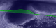 A slice of ICESat elevation data (170 meter post-spaced) near Antarcticas Banzare Coast laying over a flat RADARSAT texture.