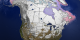 This image shows the snow cover and sea ice surface
temperature over North America on February 9, 2003.