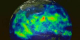 Monthly average rainfall over Indonesia for September 1998 as measured by TRMM.  High rainfall rates are in red.