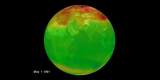 Globe of the Earth showing Ozone levels