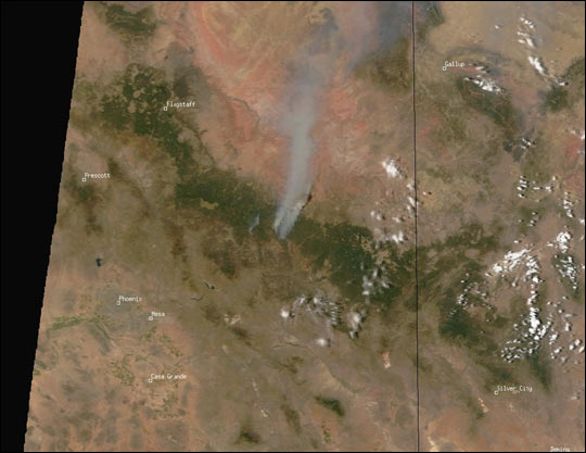 Rodeo and Chediski Fires in Arizona Image. Caption explains image.