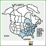 Distribution of Lespedeza hirta (L.) Hornem. ssp. hirta. . 