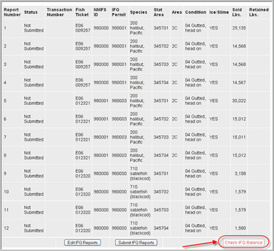 IFQ account balances