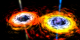 A closer look at the center of a spiral galaxy reveals a pair of black holes locked in a death spiral. When they merge, a massive amount of energy is released in the form of jets.