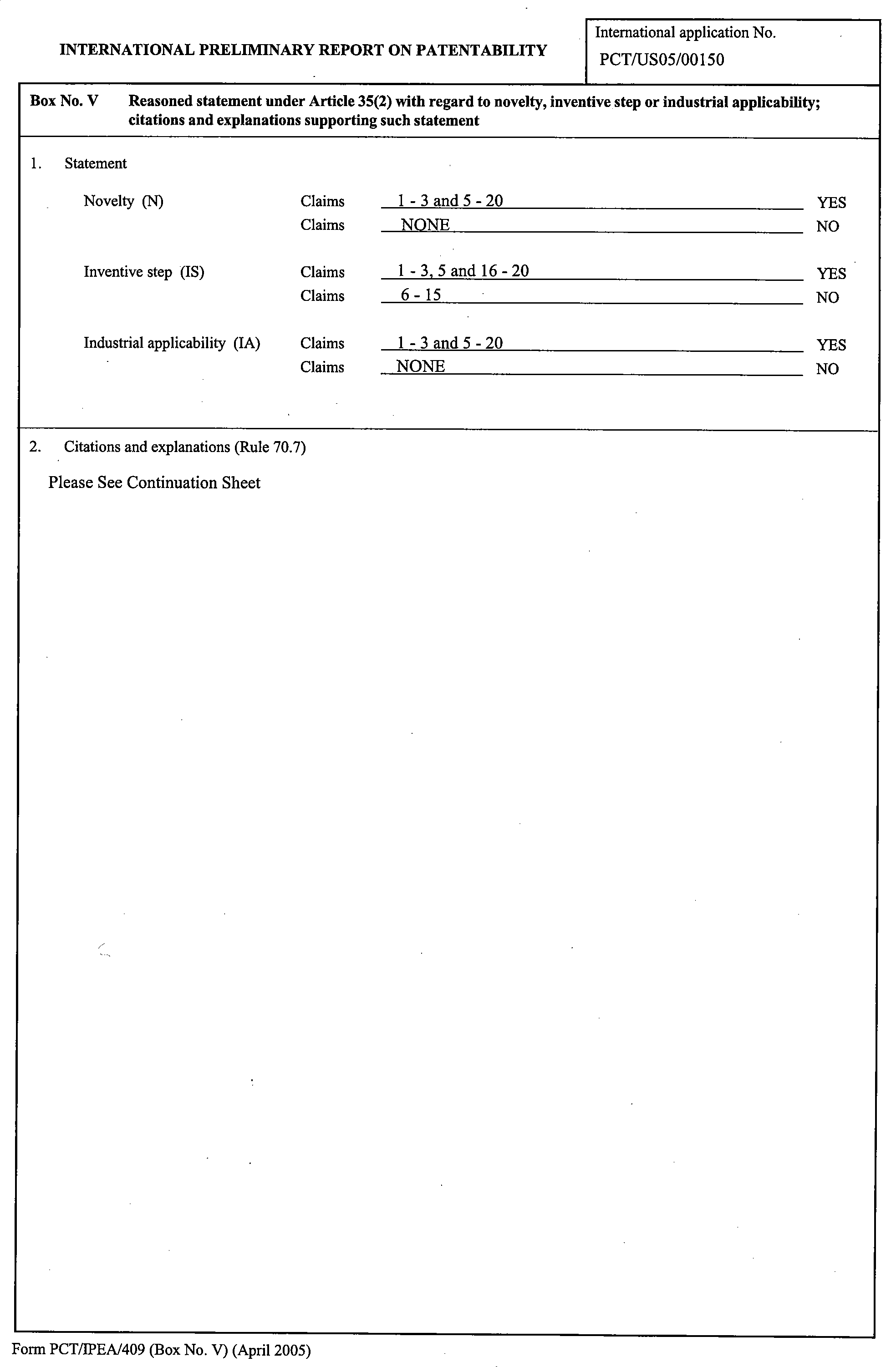 form pct/ipea/409 (box iv)