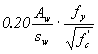 Equation 30.  The equation reads .2 times A subscript w divided by s subscript w times f subscript y divided by the square root of f prime subscript c.