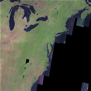 Landsat image of the eastern coast of the United States.
