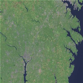Landsat image showing a closer view of the region around Washington, D.C.
