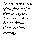 Text Box: Restoration is one of the four major elements of the Northwest Forest Plan’s Aquatic Conservation Strategy.                    