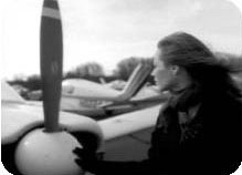 A still from Christy’s television PSA - Christy at the airfield missing her Dad.