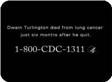 A still from Christy’s television PSA - Owain Turlington died from lung cancer just six months after he quit.  1-800-CDC-1311