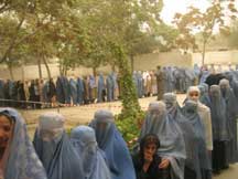 Photo: of Afghan women in line voting