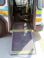 A Wichita Transit bus displays its new accessible ramp.