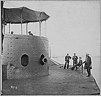 Monitor (original), 1862. Deck, after battle with the Virginia.