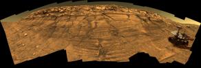 Synthetic image of the Opportunity Mars Exploration Rover inside on 'Burns Cliff' produced using 