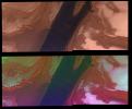 North Polar Cap Margin (natural color (top) and enhanced color (bottom))