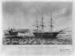 The United States frigate Constitution, at anchor off Fort Adams