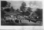 Exercise of troops in Temple grounds, Simoda, Japan, in presence of the Imperial Commissioner, June 8th, 1854