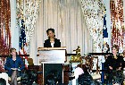 Secretary Rice with First Lady Laura Bush and Under Secretary for Global Affairs Paula Dobriansky spoke at the Conference of Women Leaders on the Occasion of International Womens Day. 