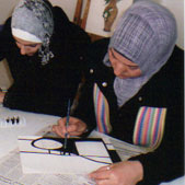 West Bank women at painting workshops in Ramallah