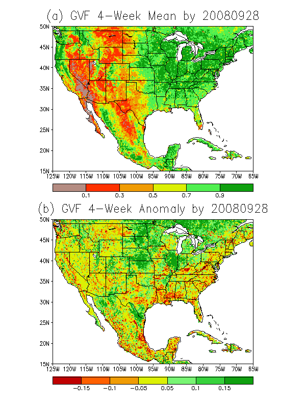 4-Week Green vegetation Mean & Anomaly