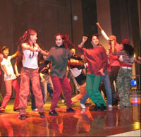 Photo of Chinese dance students testing out their Hip-Hop moves during a recent Cultural Envoy program in Urumqi, China