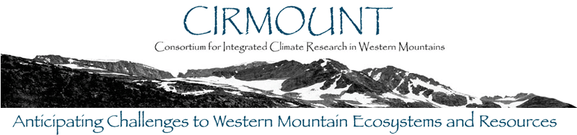 Graphic: Cirmount Mountain Logo, Text: Consortium for Integrated Climate Research in Western Mountains