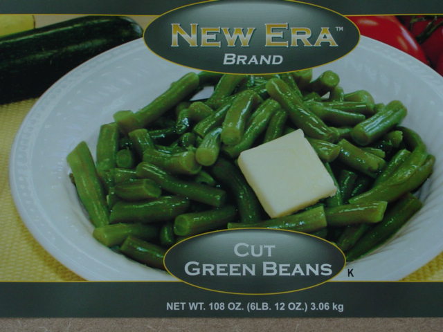 label from New Era brand, distributed by New Era Canning Co., New Era, MI, Cut green beans 