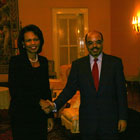 Secretary Rice with Prime Minister Meles Zenawi at Ethiopias National Palace.