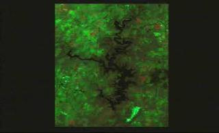 Dissolve between Landsat imagery of Loch Raven, Maryland in May and August of 1999, showing the effects of the drought