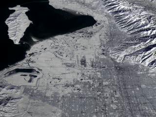 Landsat 7 views Salt Lake City, Utah, as it goes
through the seasonal changes.