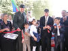 Heads of US European Command, CHF, and the Sheki Education Department concluded the event with a presentation of a poster that recorded the progress of the project and red ribbon cutting ceremony