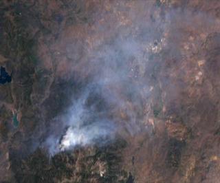 Zoom to fire near Reno, from a Landsat image taken June 19, 2001