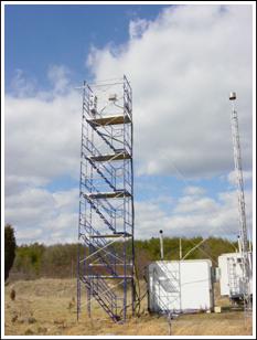 Picture of the atmospheric measurement monitoring tower at Beltsville MD.
