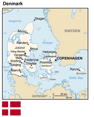 Denmark: Map and Flag