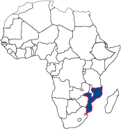 Map of Africa highlighting country location.