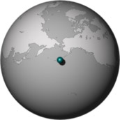 Image of the globe centered at 50 degrees latitude and -170 degrees longitude.
