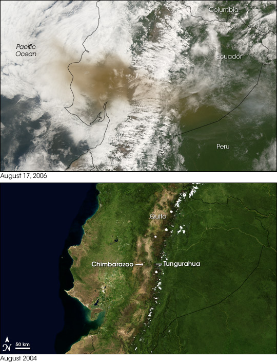 Tungurahua Volcano in Ecuador Image. Caption explains image.
