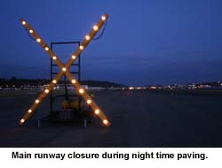 Photo: Runway closed at night