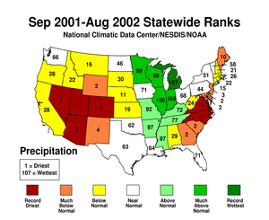 Click here for map showing Statewide Precipitation Ranks for September 2001-August 2002
