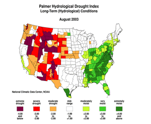 Click here for map showing Current Month Palmer Hydrological Drought Index