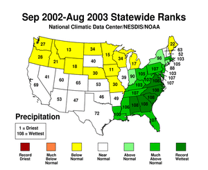 Click here for map showing 12-Month Statewide Precipitation Ranks