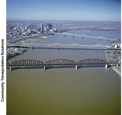 A new NHI course on LRFD specifications will help engineers produce more reliable designs for bridges like these three over the Ohio River near Louisville, KY.