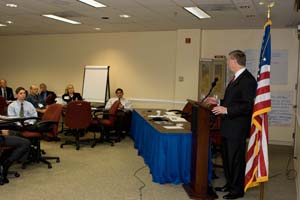 Edwin G. Foulke, Jr., Assistant Secretary, Occupational Safety and Health Administration, speaks to the Administrators.