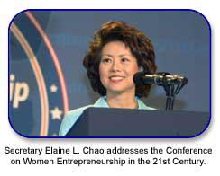 Secretary Elaine L. Chao addresses the Conference on Women Entrepreneurship in the 21st Century.